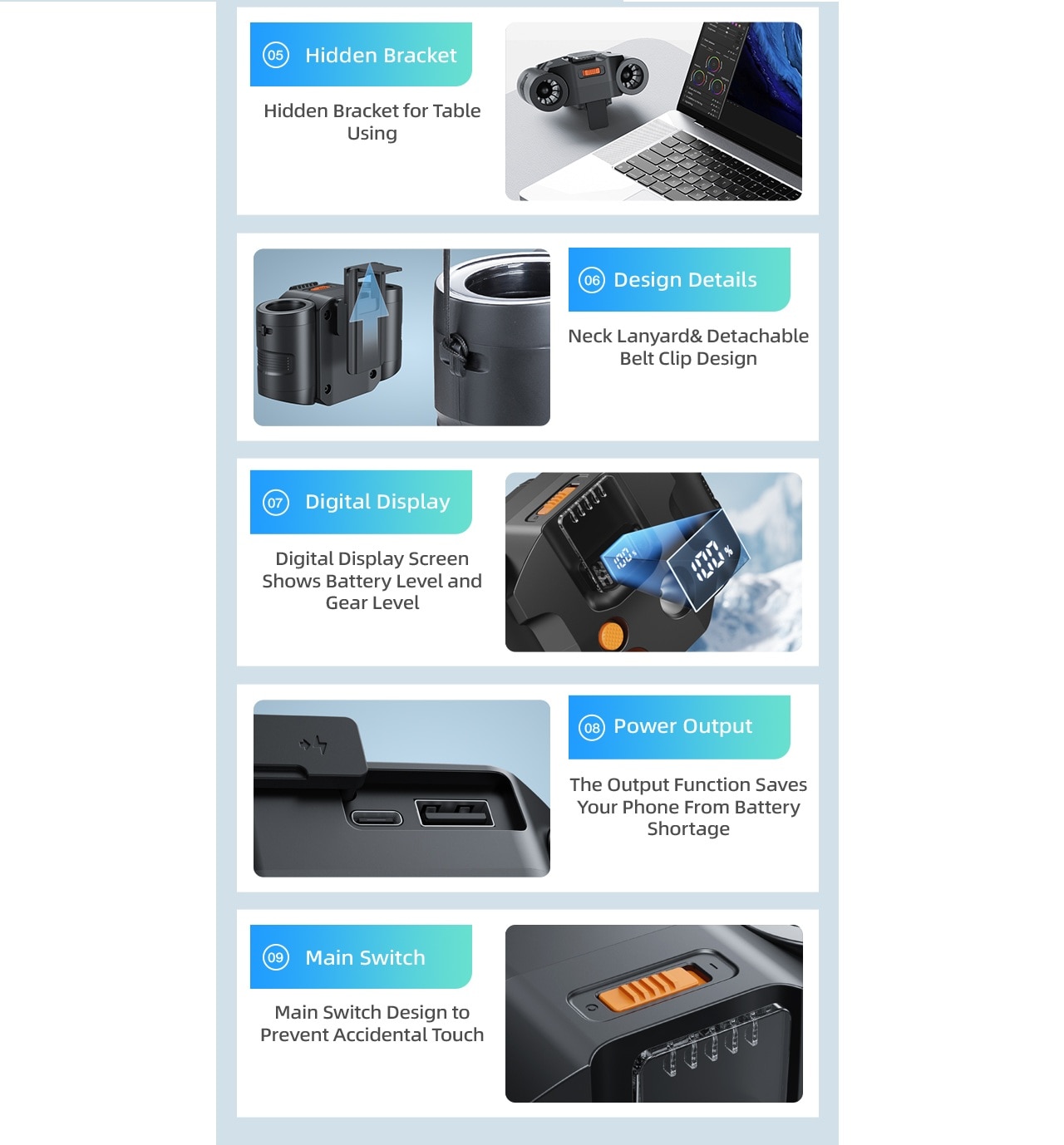 LEMOISTAR FB7充電寶雙渦輪掛腰 風扇