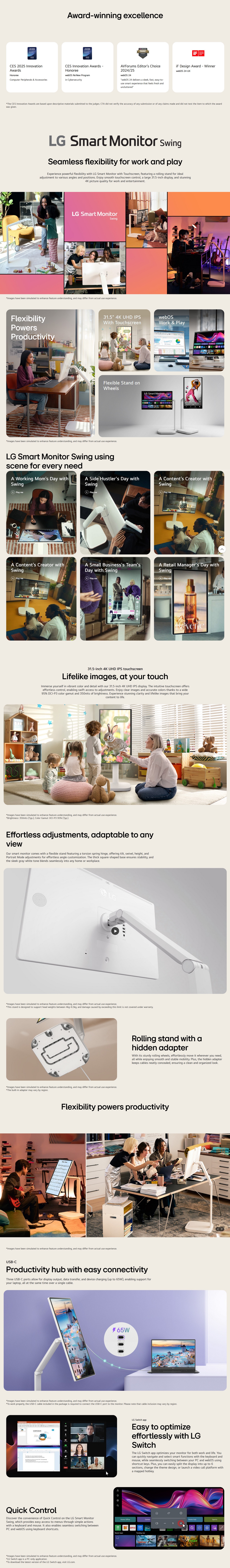 LG 4K UHD IPS Smart Monitor Swing LED LCD TV