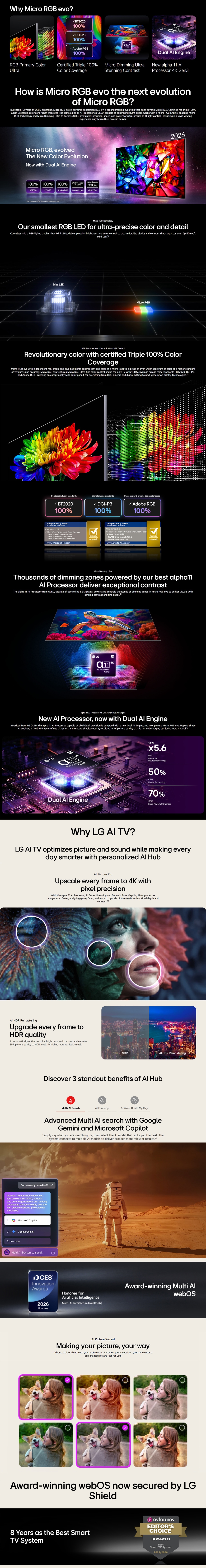 LG Micro RGB evo AI MRGB95 4K Smart TV 2026