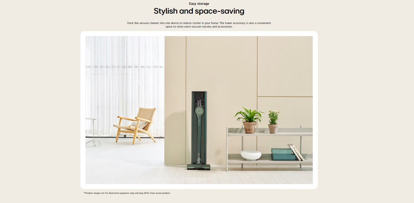 LG A9X-STEAM CordZero™ All-in-One Tower A9X Wireless Vacuum Cleaner (Made in Korea, Calming Green)