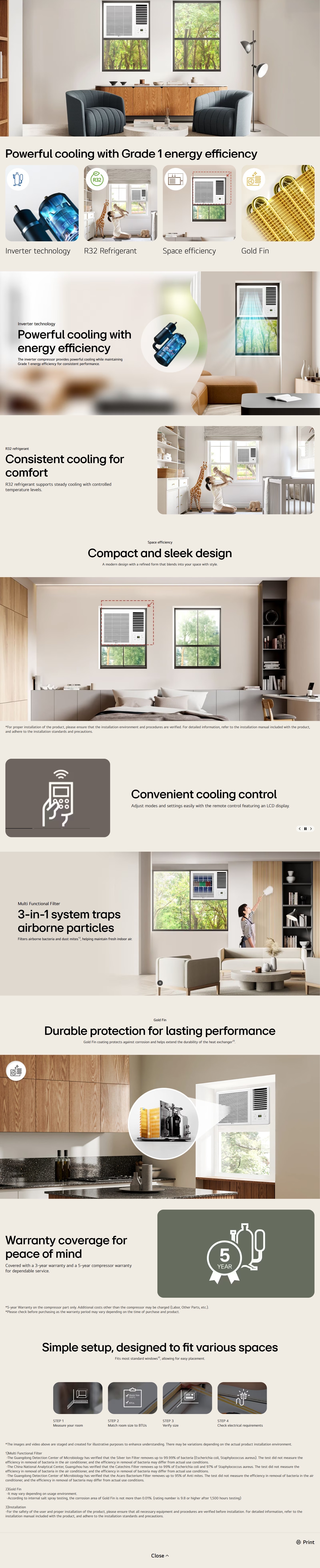 LG 3/4HP R32 Inverter Window Air Conditioner - W3NQ07RSAD0