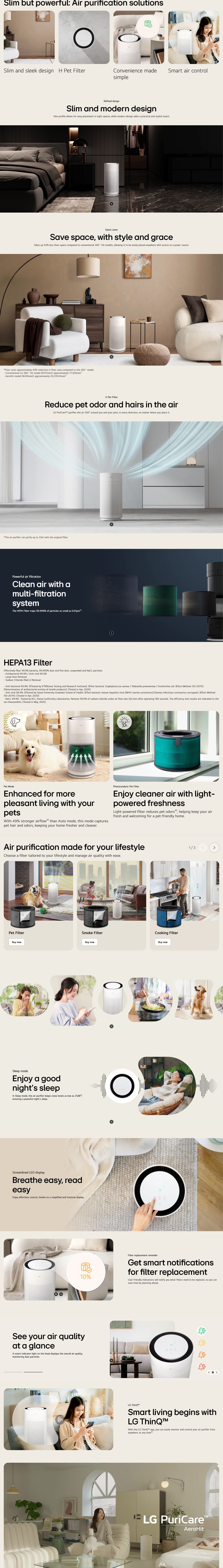LG AS35GGW20 PuriCare™ AeroHit Air Purifier (PET model)
