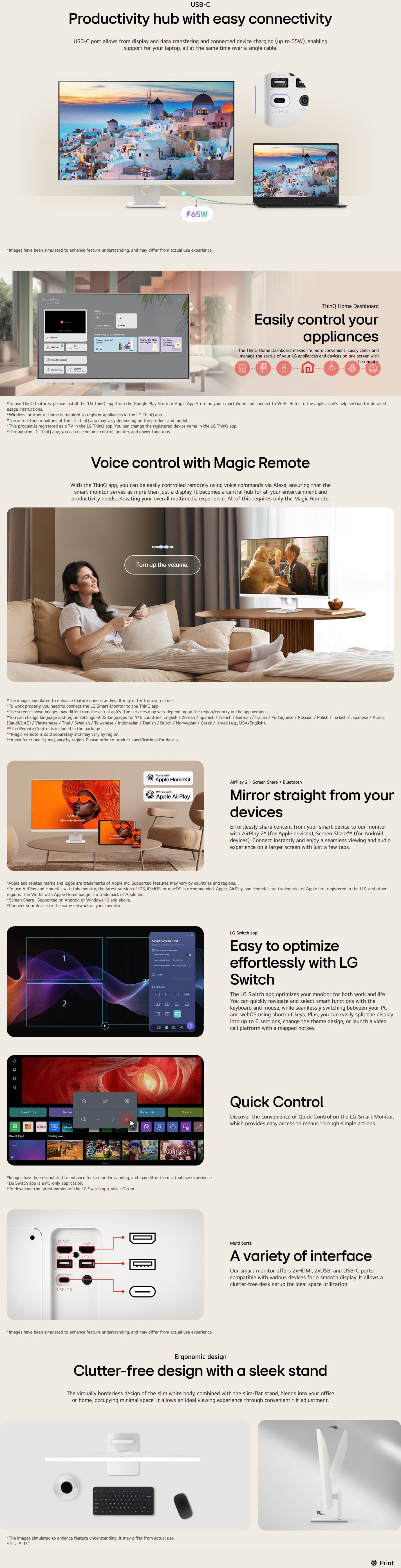 LG 32U731SA-W 31.5” 4K UHD IPS Smart Monitor (with webOS)