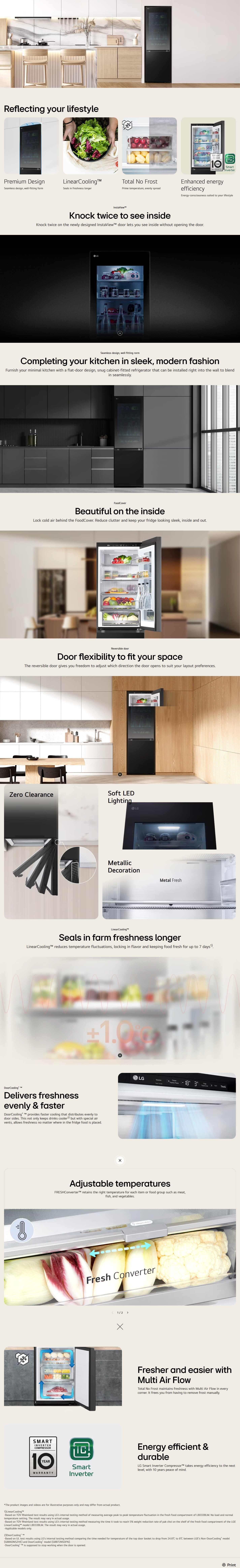 LG Instaview™ 349L Invertor 2 - Door Bottom Freezer Refrigerator - M344GBEVKC