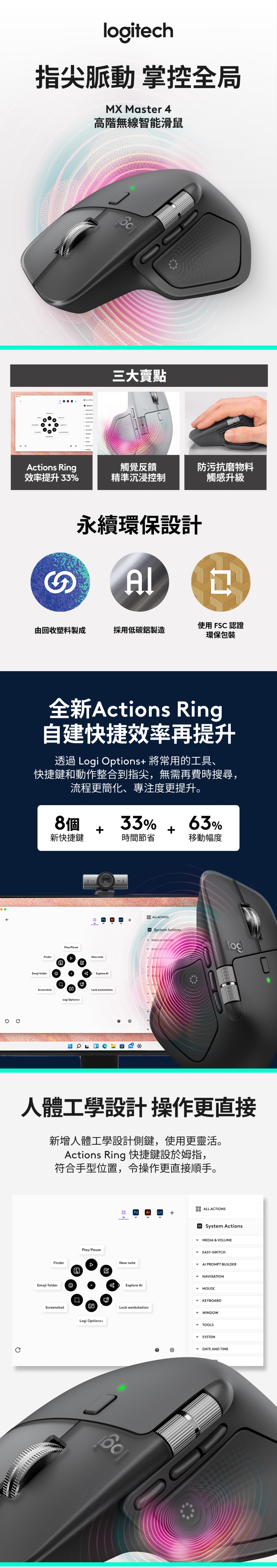 LOGITECH 羅技 MX Master 4 for Mac 高階無線靜音滑鼠