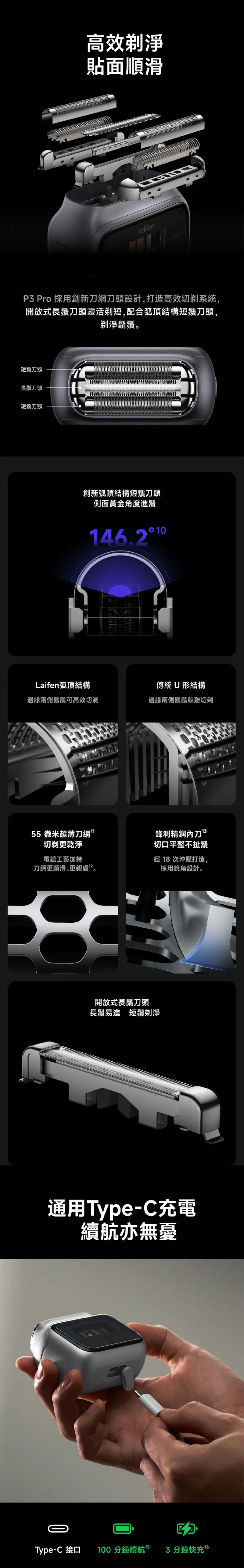 Laifen 徠芬 P3 Pro 三刀頭超高速電鬚刨