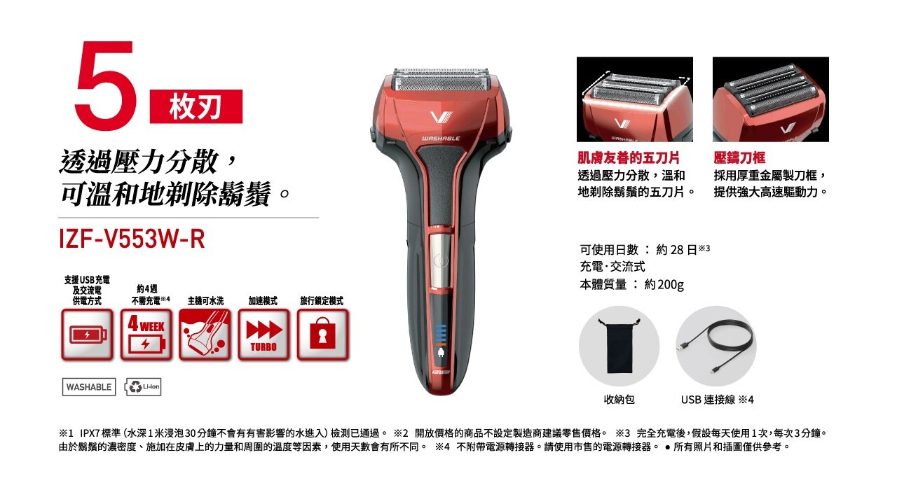 IZUMI IZF-V553W-R V series S-DRIVE 5 Blades Shaver