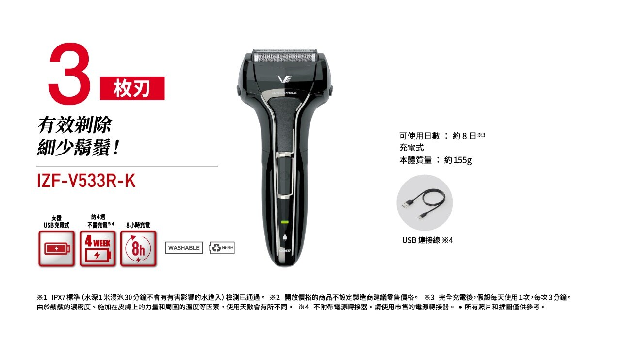 IZUMI IZF-V533R-K V series S-DRIVE 3 Blades Shaver