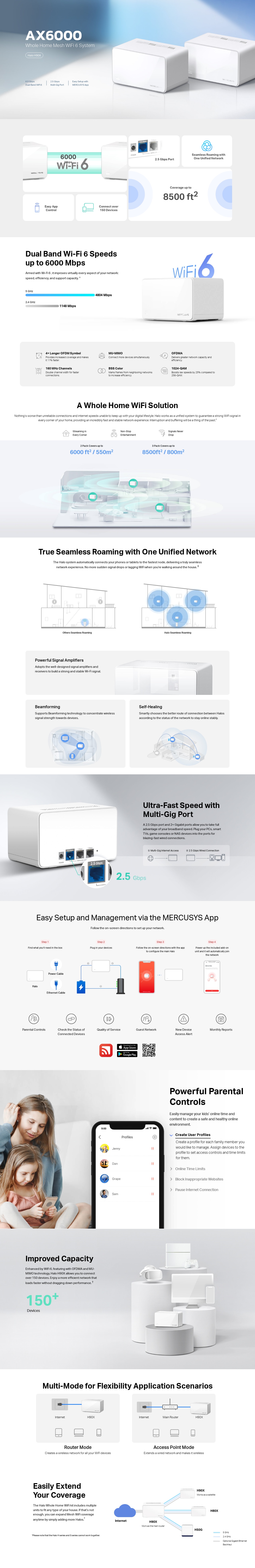 MERCUSYS Halo H90X AX6000 Dual Band WiFi 6 Mesh Router (3 Pack)