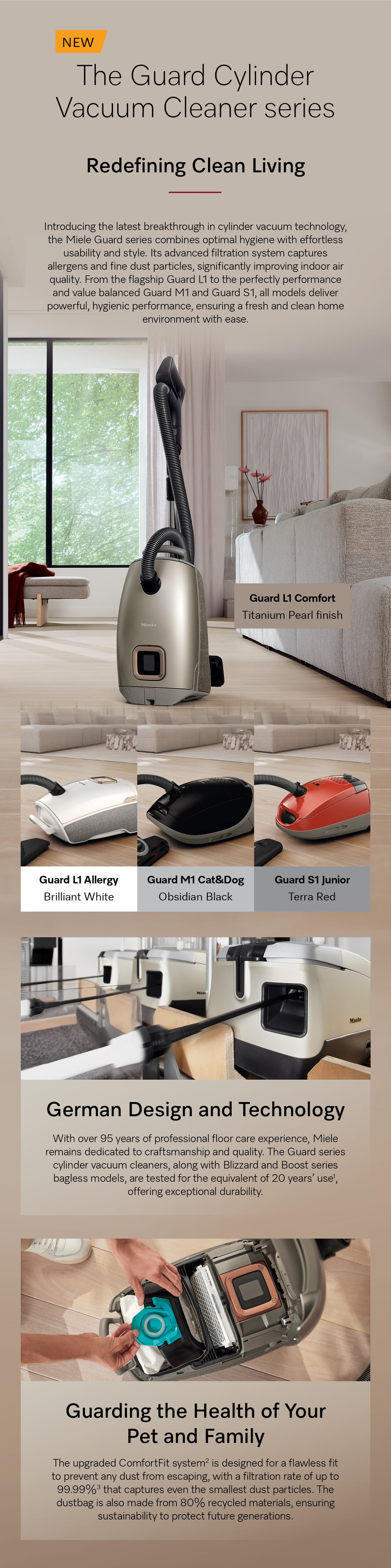 MIELE GL1ABW Guard L1 Allergy Cylinder Vacuum Cleaner