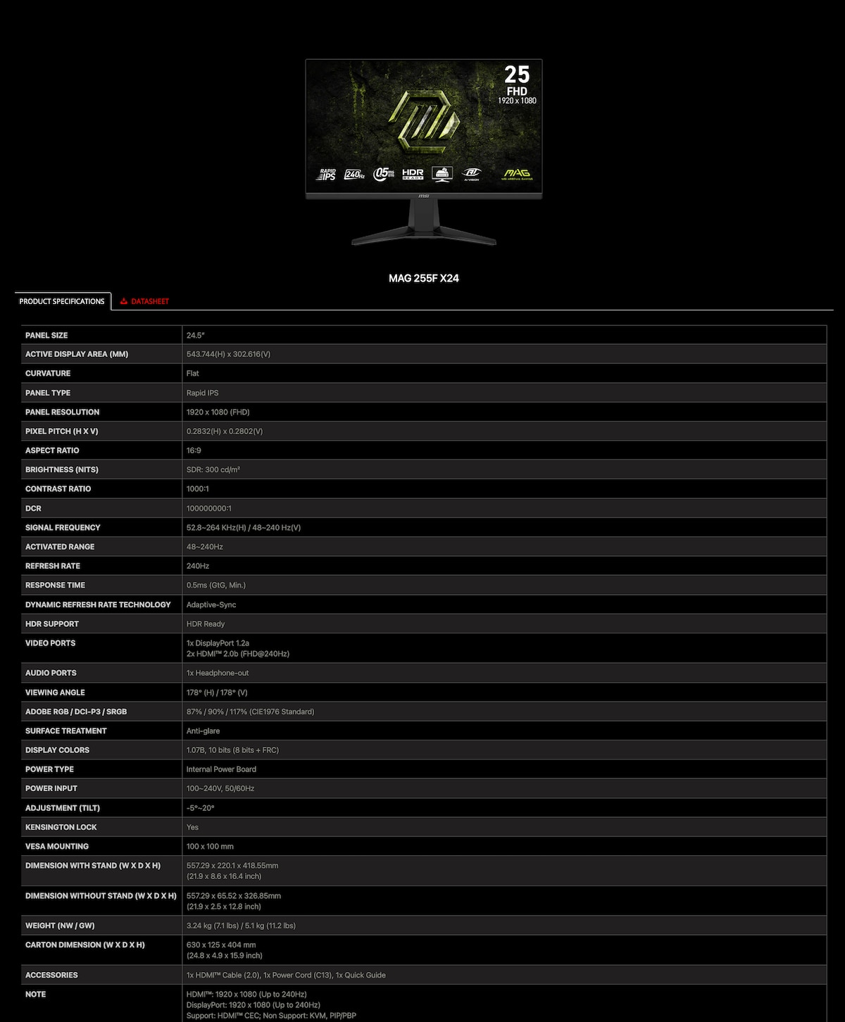 MSI MAG 255F X24 25