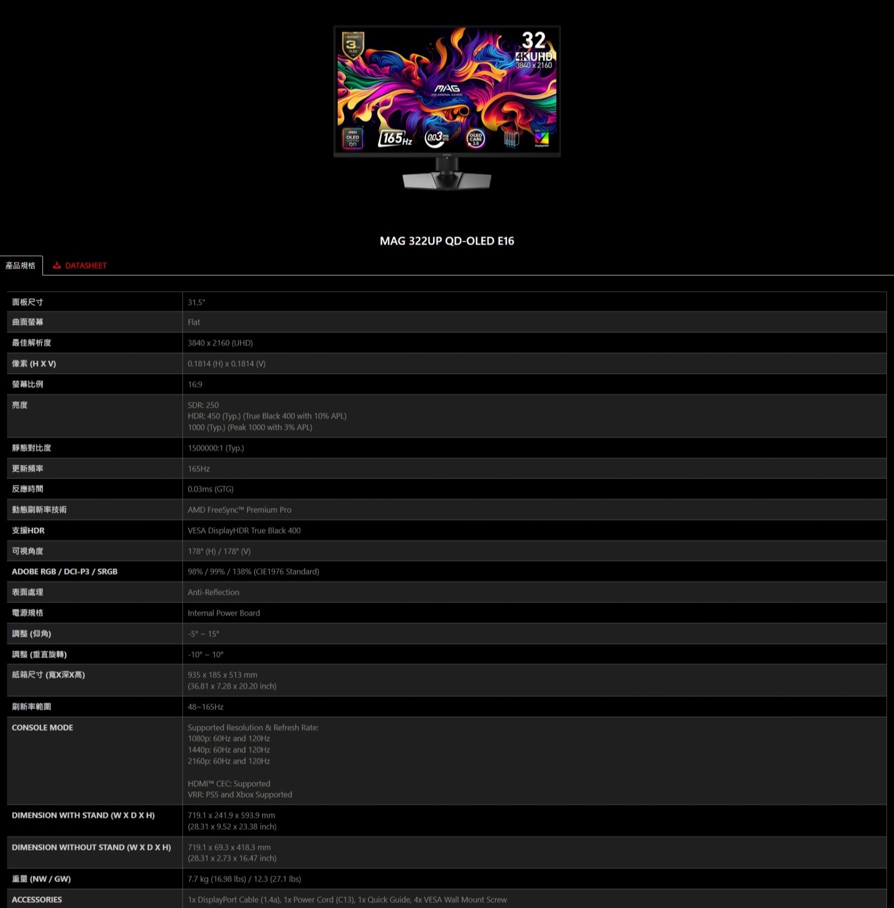 MSI MAG 322UP QD-OLED E16 32