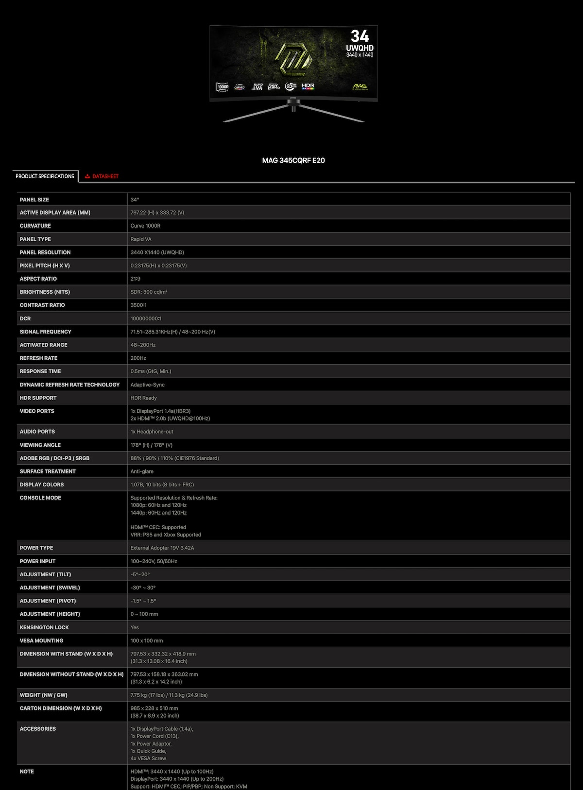 MSI MAG 345CQRF E20 34