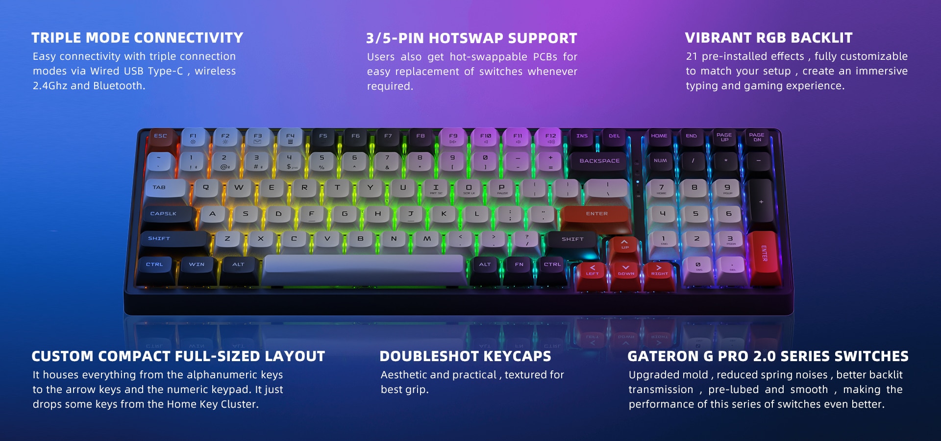 Machenike K600G 100Keys RGB Hot-Swappable Mechanical Keyboard (Yellow Switch)