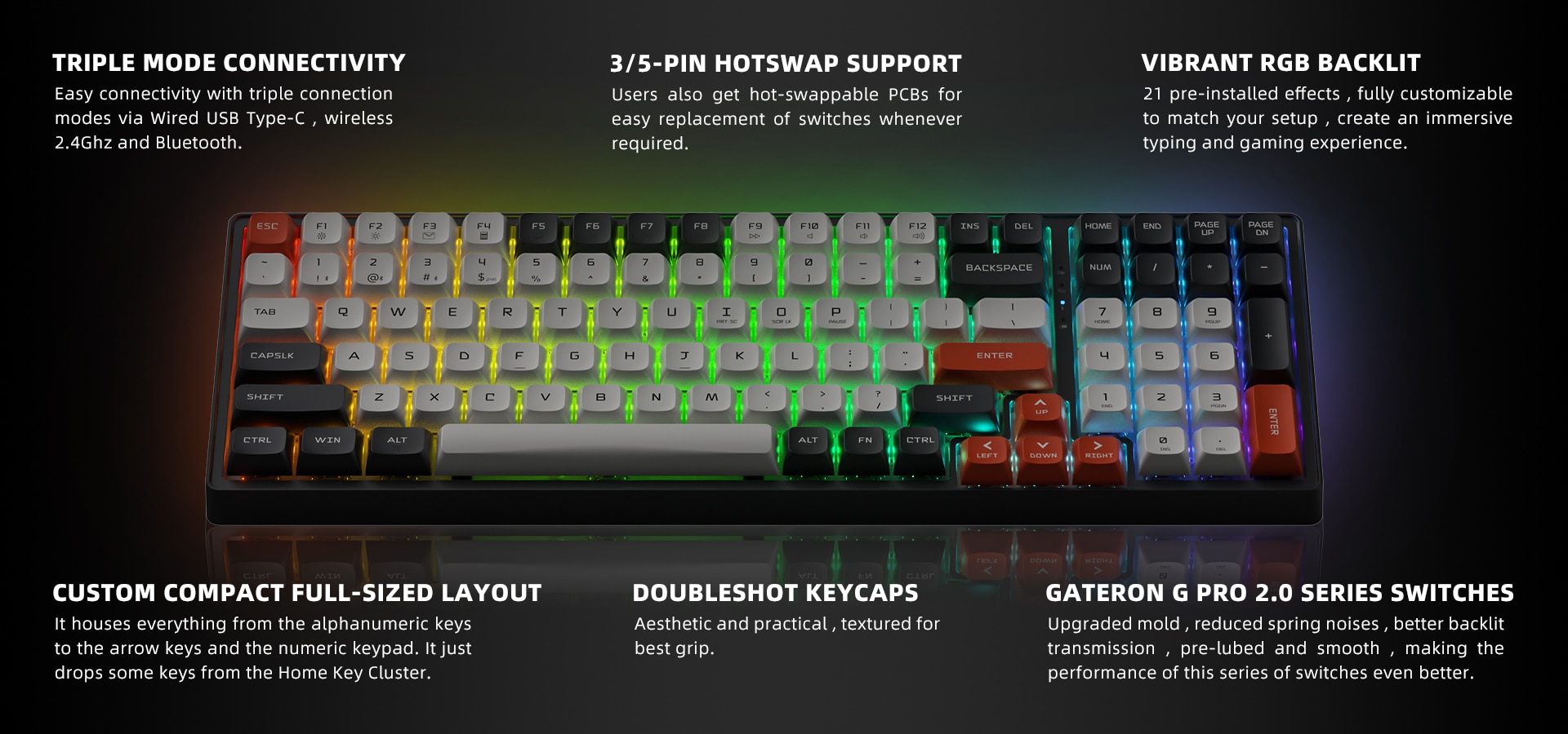 Machenike K600G 100Keys RGB Hot-Swappable Mechanical Keyboard (Yellow Switch)