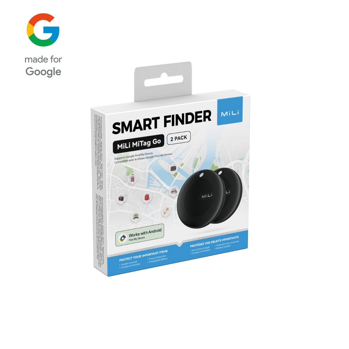 MiLi MiTag Go Global GPS Tracking Tag for Android Devices (1 Set for 2)