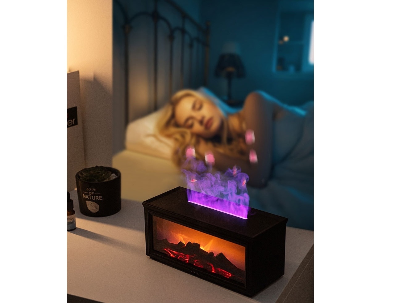 Mibeli HY05 280ml Simulated Charcoal Fireplace Aroma Humidifier
