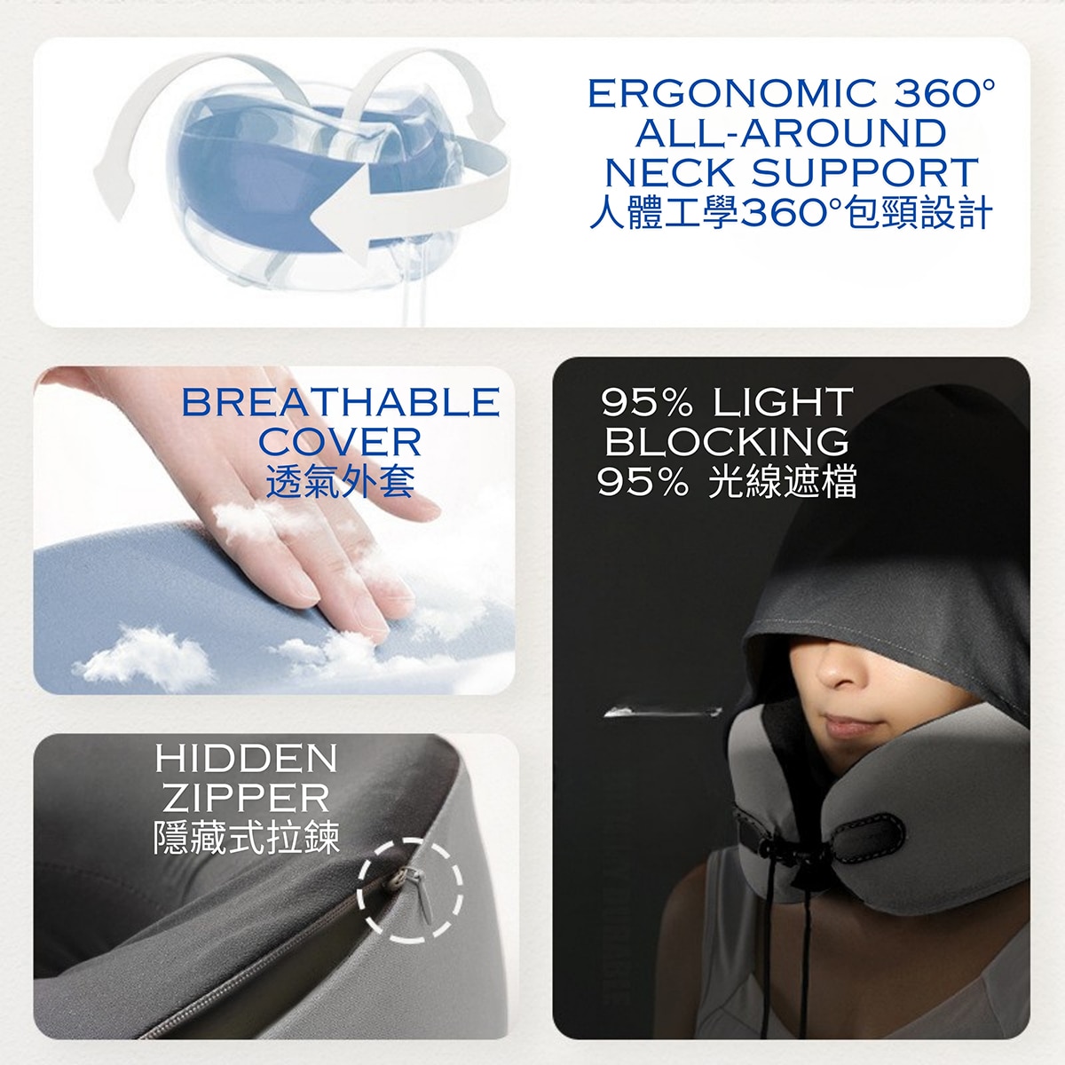 Mobilesteri Gen3 U型連帽記憶海綿枕