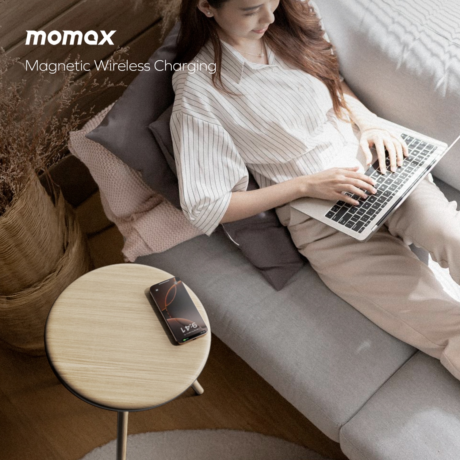 Momax Cymbal Wireless Charging Table with Built-In Ambience Light and Speaker