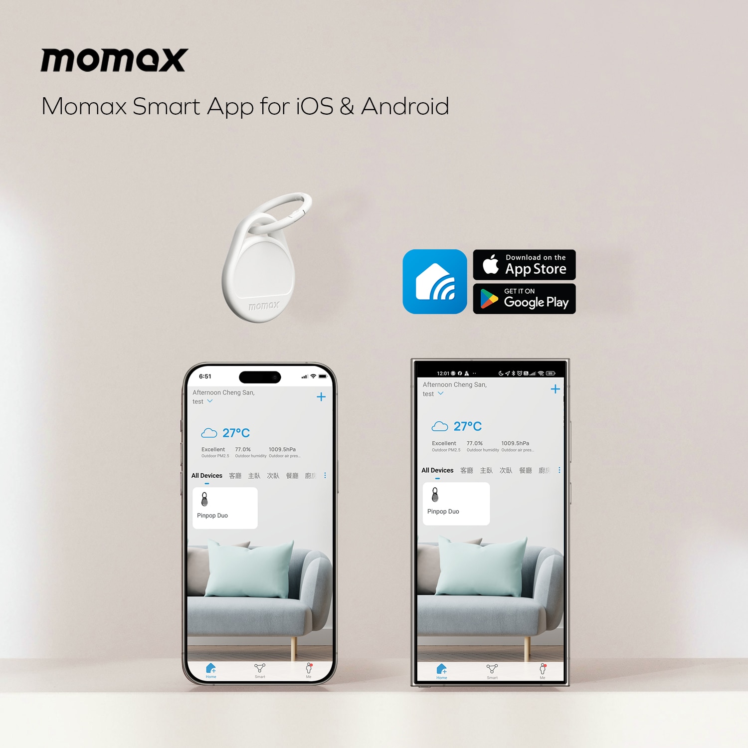 Momax Pinpop Duo Find My Locator Tracker