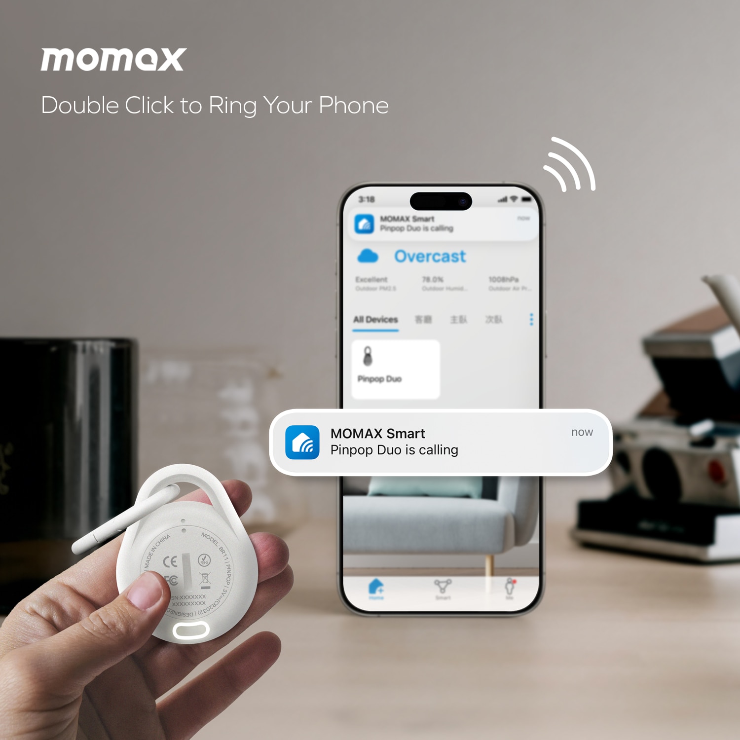 Momax Pinpop Duo Find My Locator Tracker