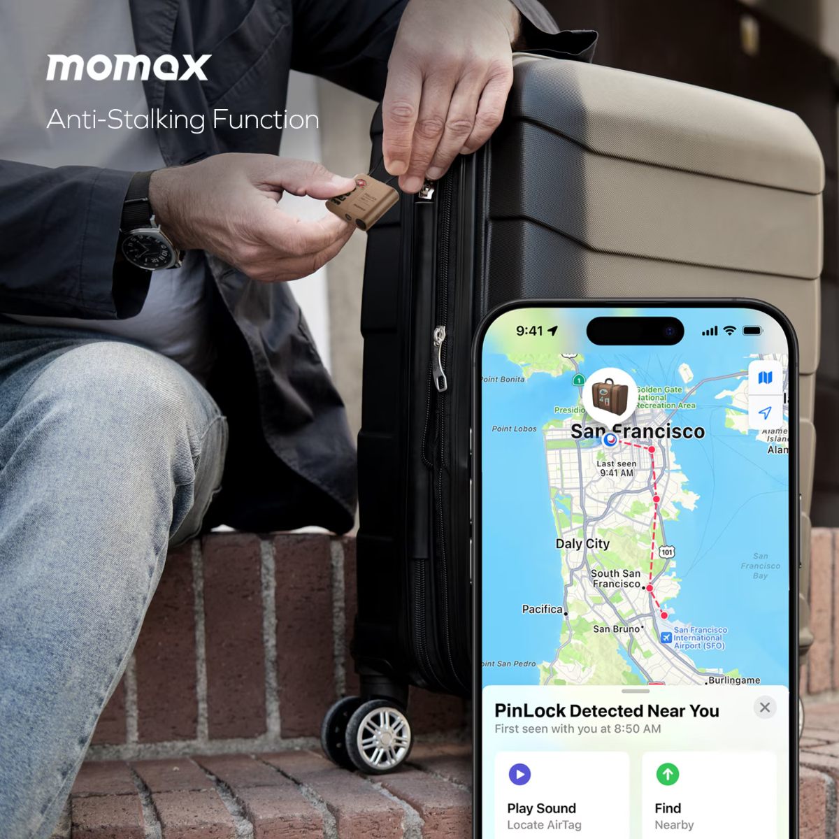 Momax PinLock TSA Padlock Find my locator BR15