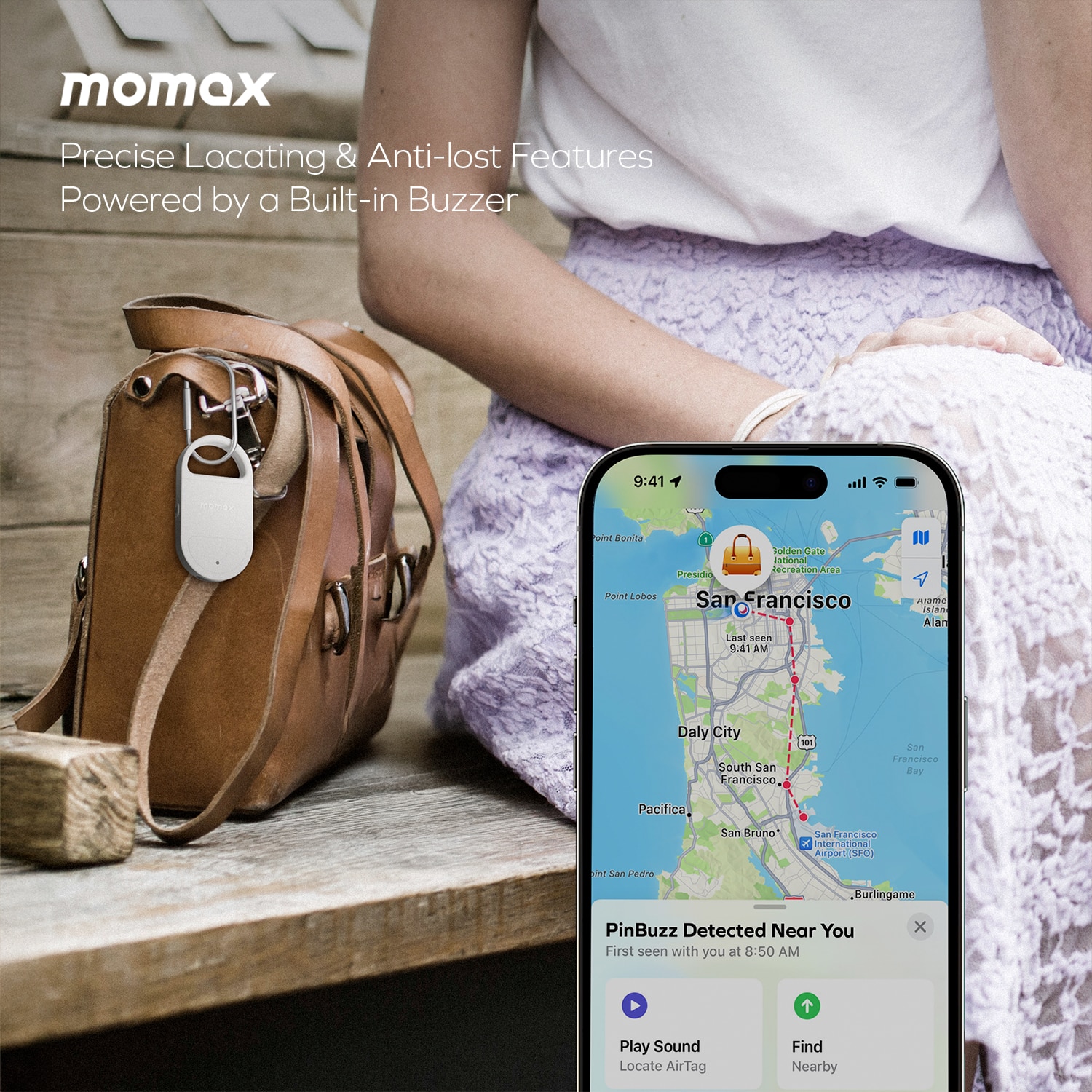 Momax BR17 PinBuzz Rechargeable Personal Alarm with Find My Locator