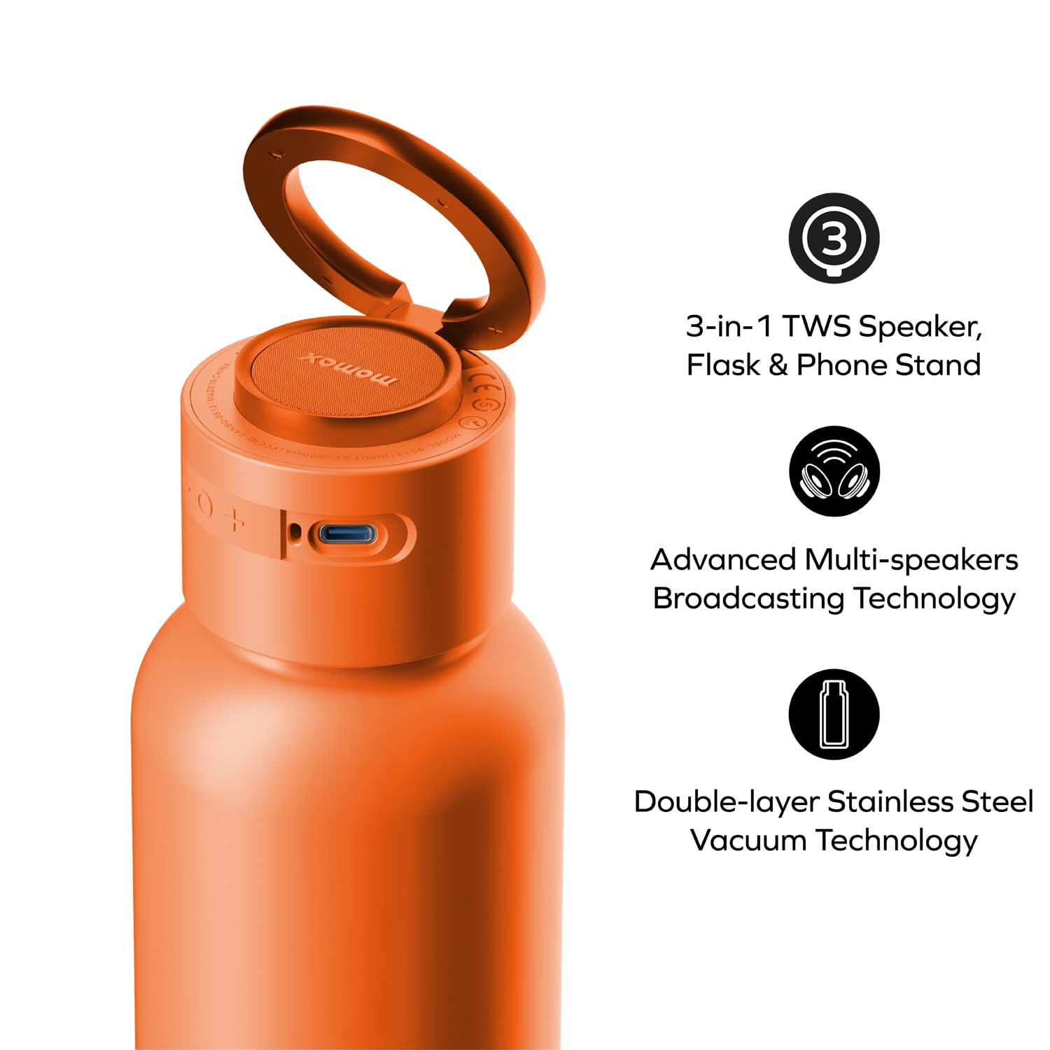 Momax 1-Vibe Bottle Magnetic Wireless Speaker Flask