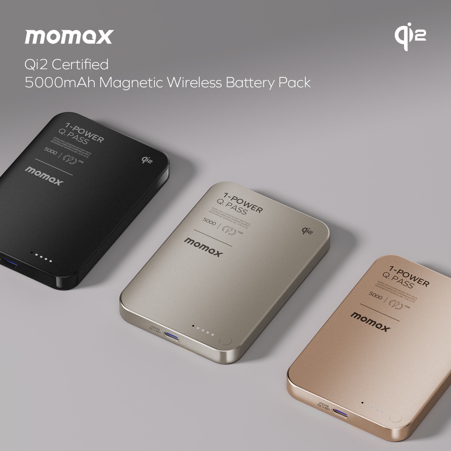 Momax IP129 1-Power Q.Pass Qi2 5000mAh Magnetic Wireless Power Bank