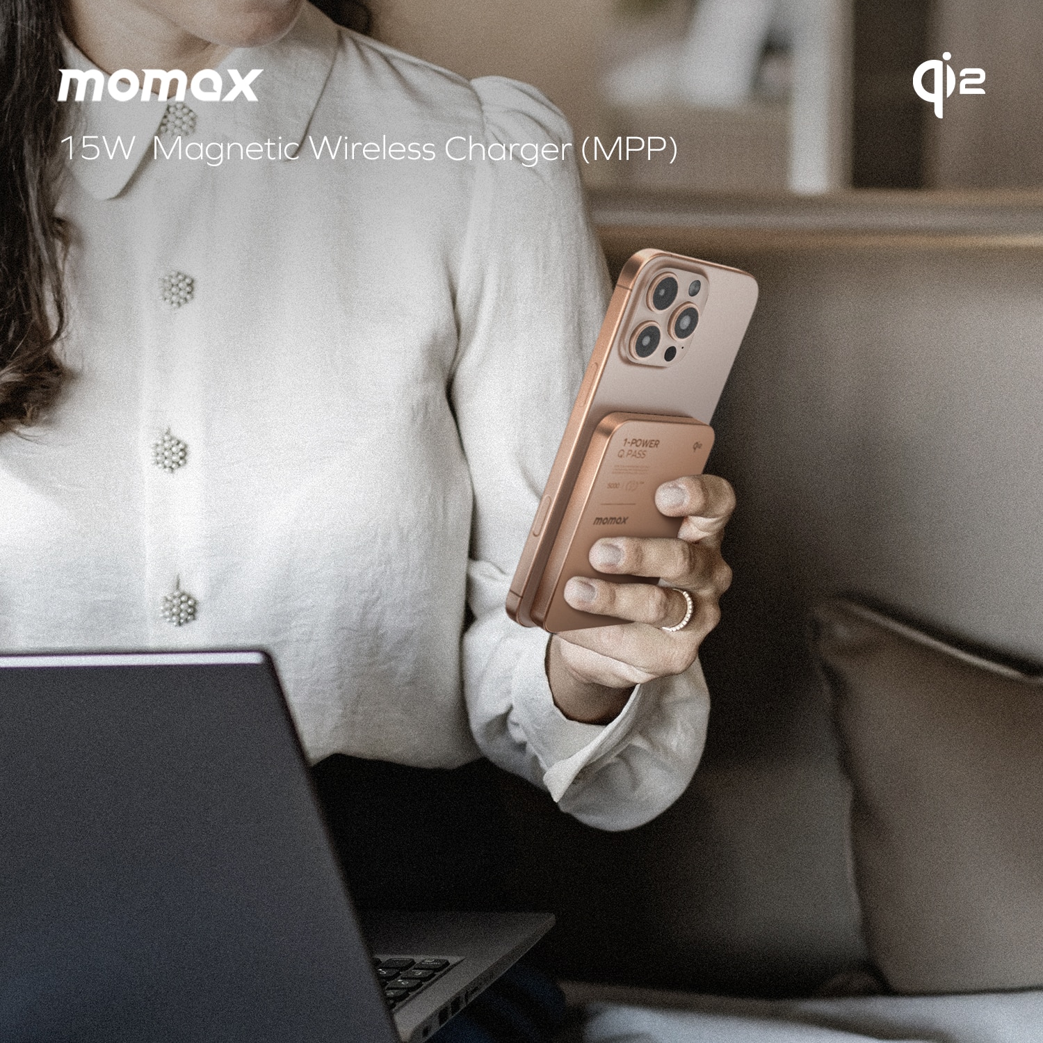 Momax IP129 1-Power Q.Pass Qi2 5000mAh Magnetic Wireless Power Bank
