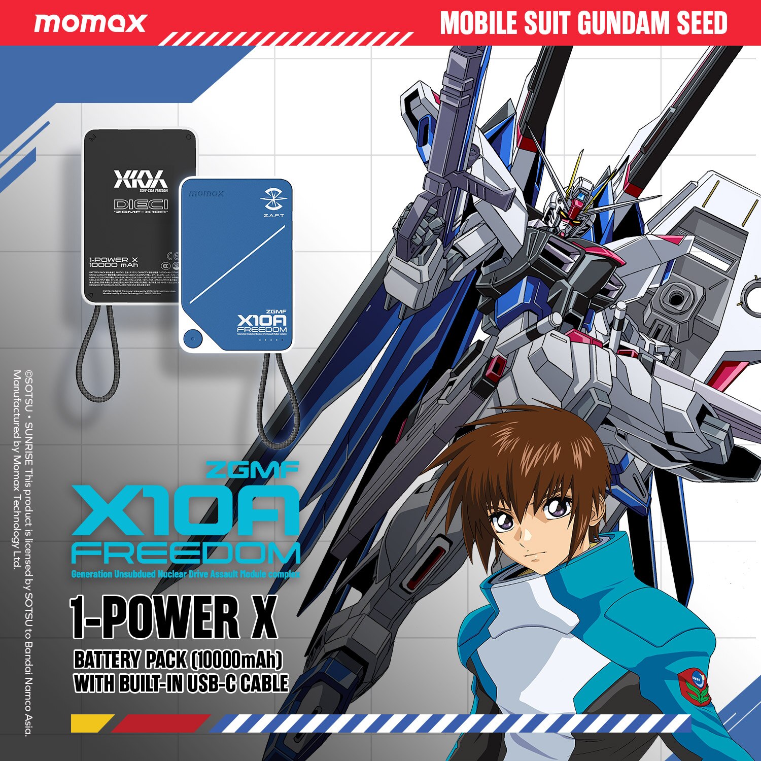 Momax 1-Power X 10000mAh Battery Pack with Built-in USB-C Cable