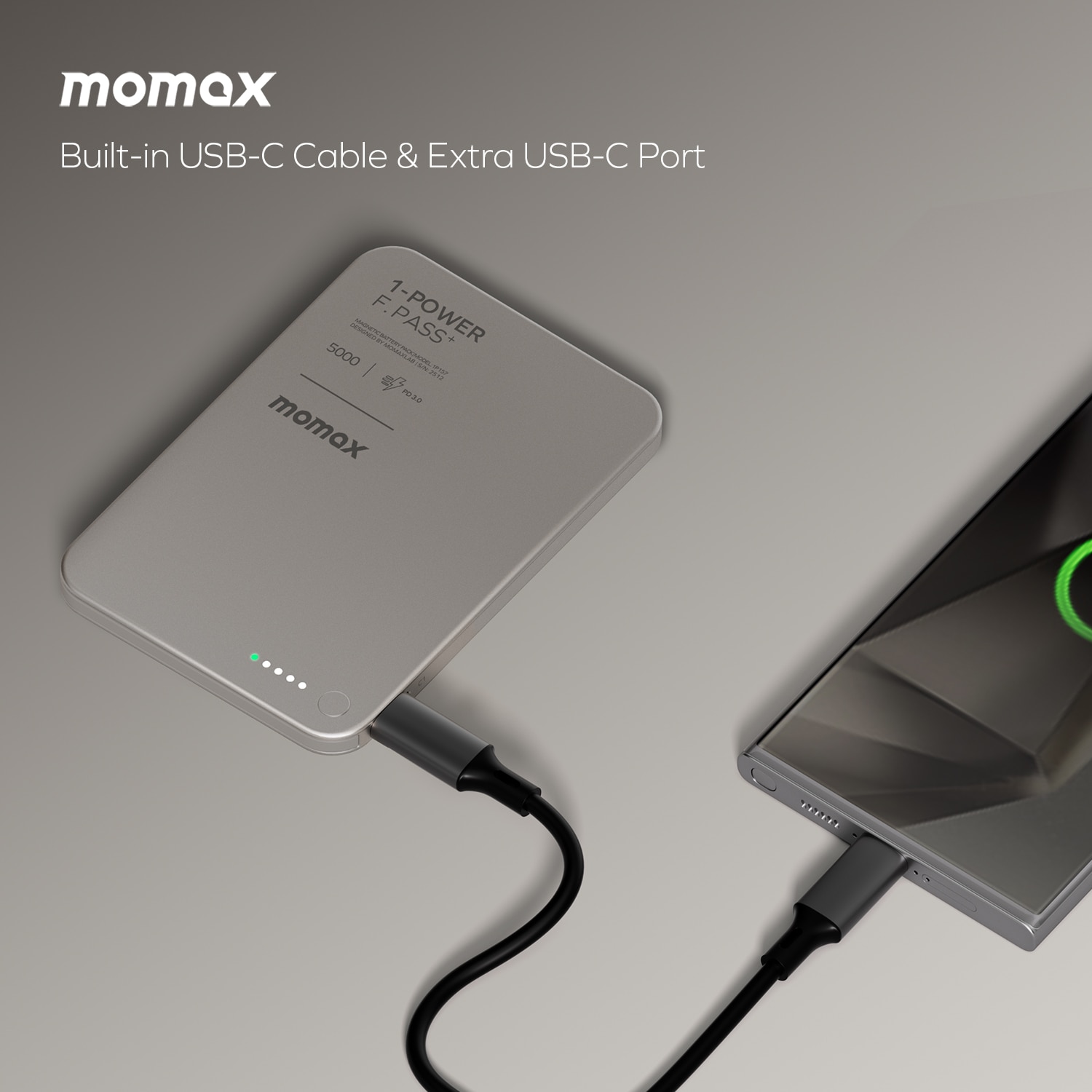 Momax 1-Power F.Pass+ 5000mAh 磁力帶線流動電源 移動電源