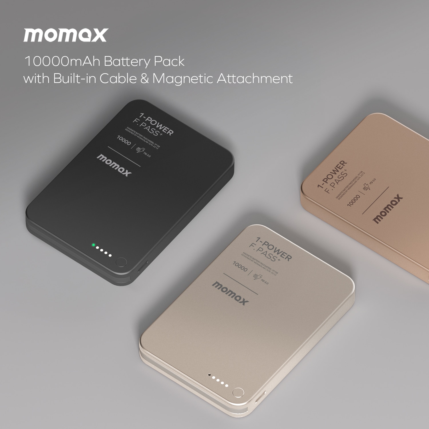 Momax 1-Power F.Pass+ 10000mAh 磁力帶線流動電源 移動電源