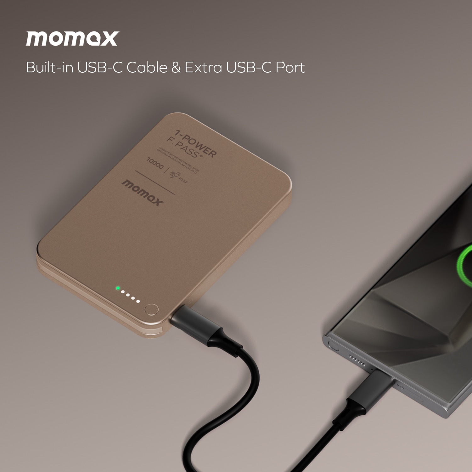 Momax 1-Power F.Pass+ 10000mAh 磁力帶線流動電源 移動電源