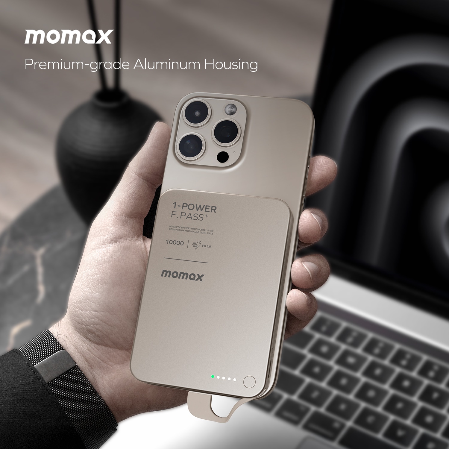 Momax 1-Power F.Pass+ 10000mAh 磁力帶線流動電源 移動電源