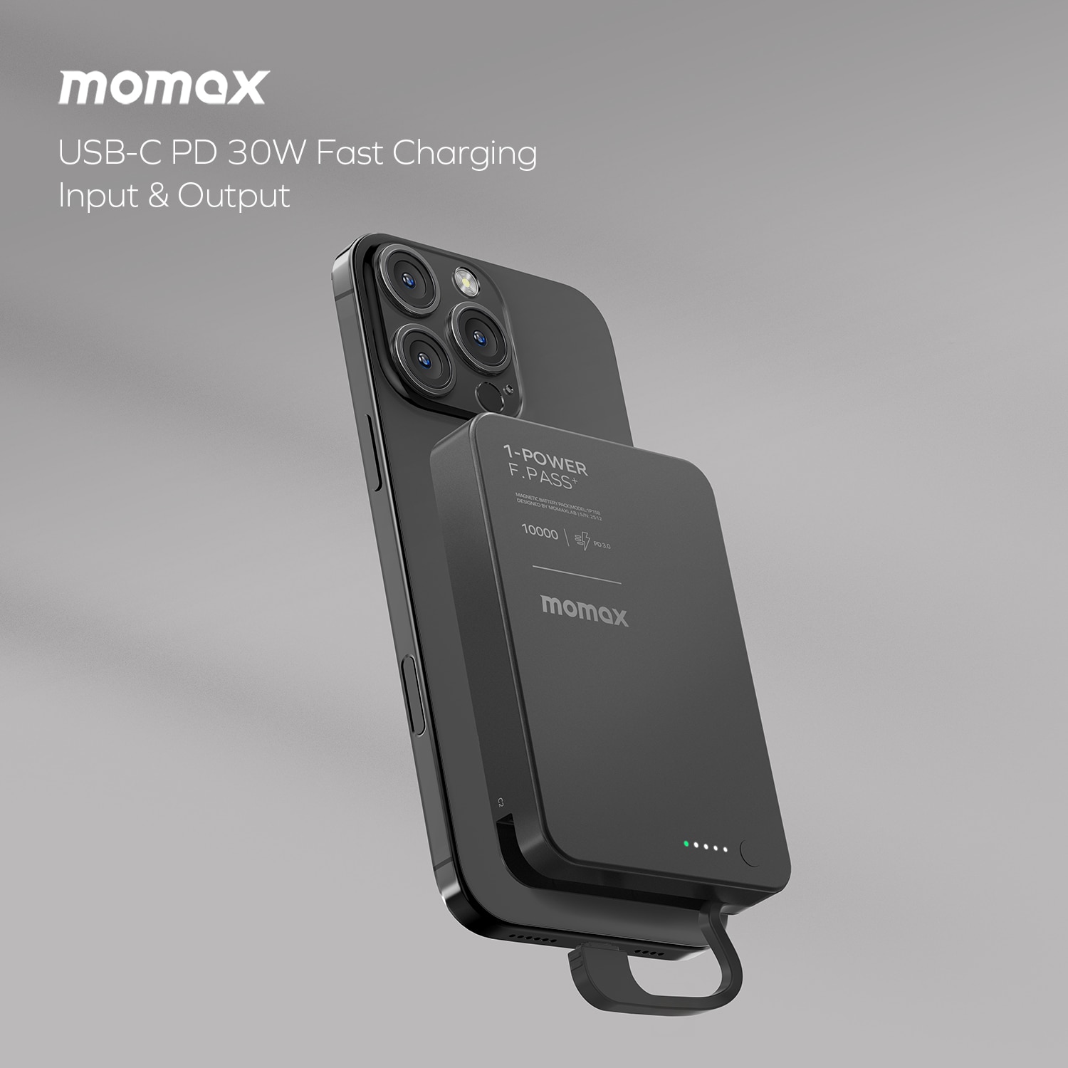 Momax 1-Power F.Pass+ 10000mAh 磁力帶線流動電源 移動電源