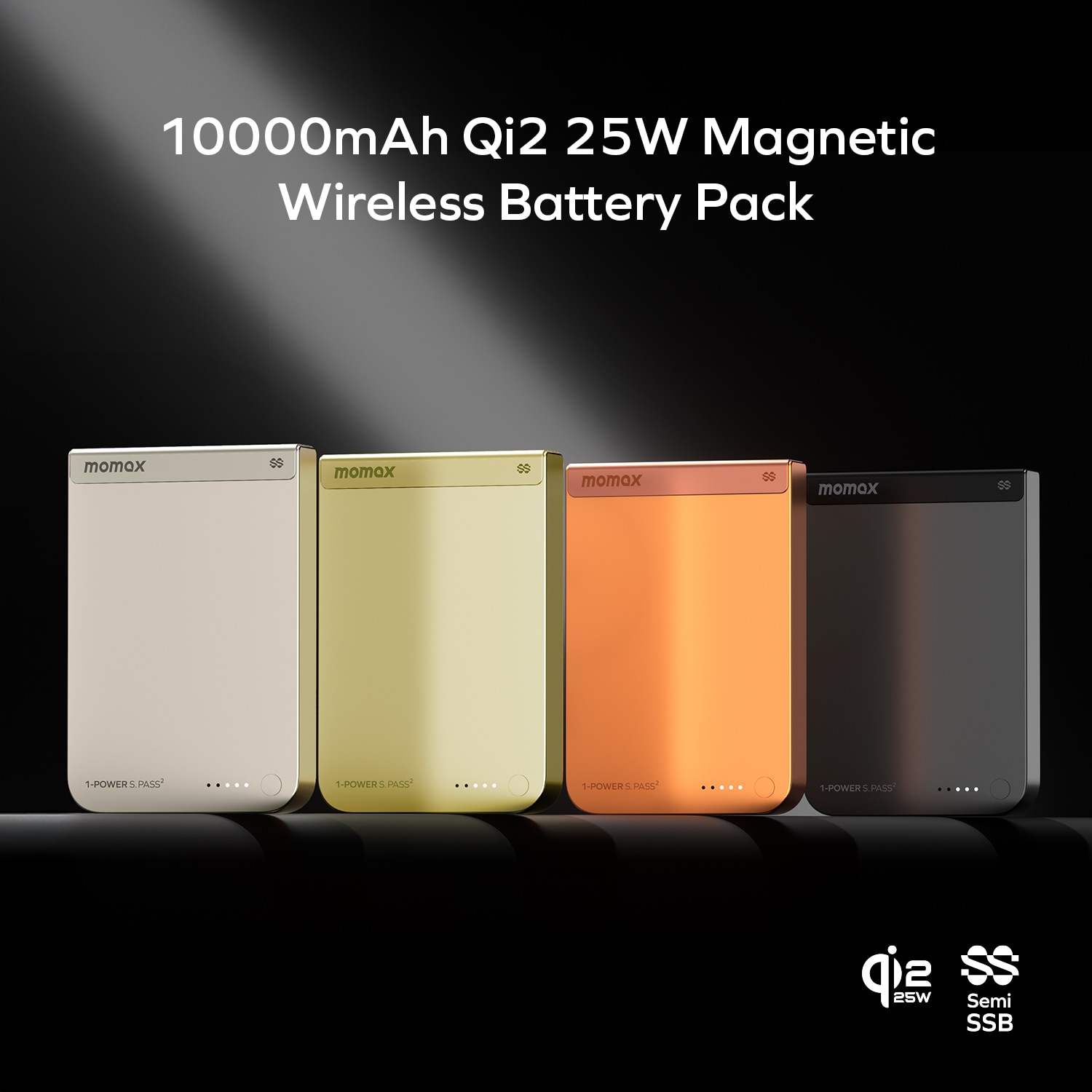 Momax IP163Q22M 1-Power S.Pass2 10000mAh qi2.2半固態磁吸流動電源