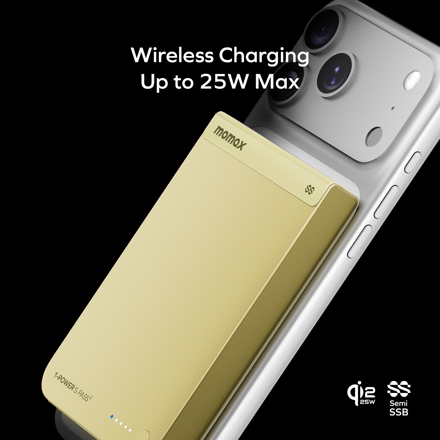 Momax IP163Q22Y 1-Power S.Pass2 10000mAh qi2.2半固態磁吸流動電源