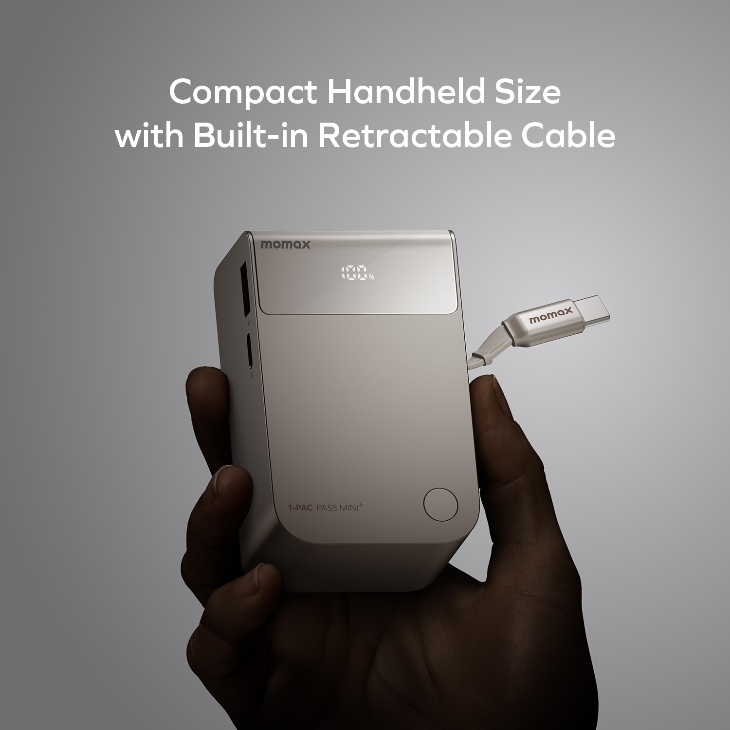 Momax IP171L 1-Pac Pass Mini⁺ 10000mAh 2合1內建伸縮充電線移動電源 移動電源