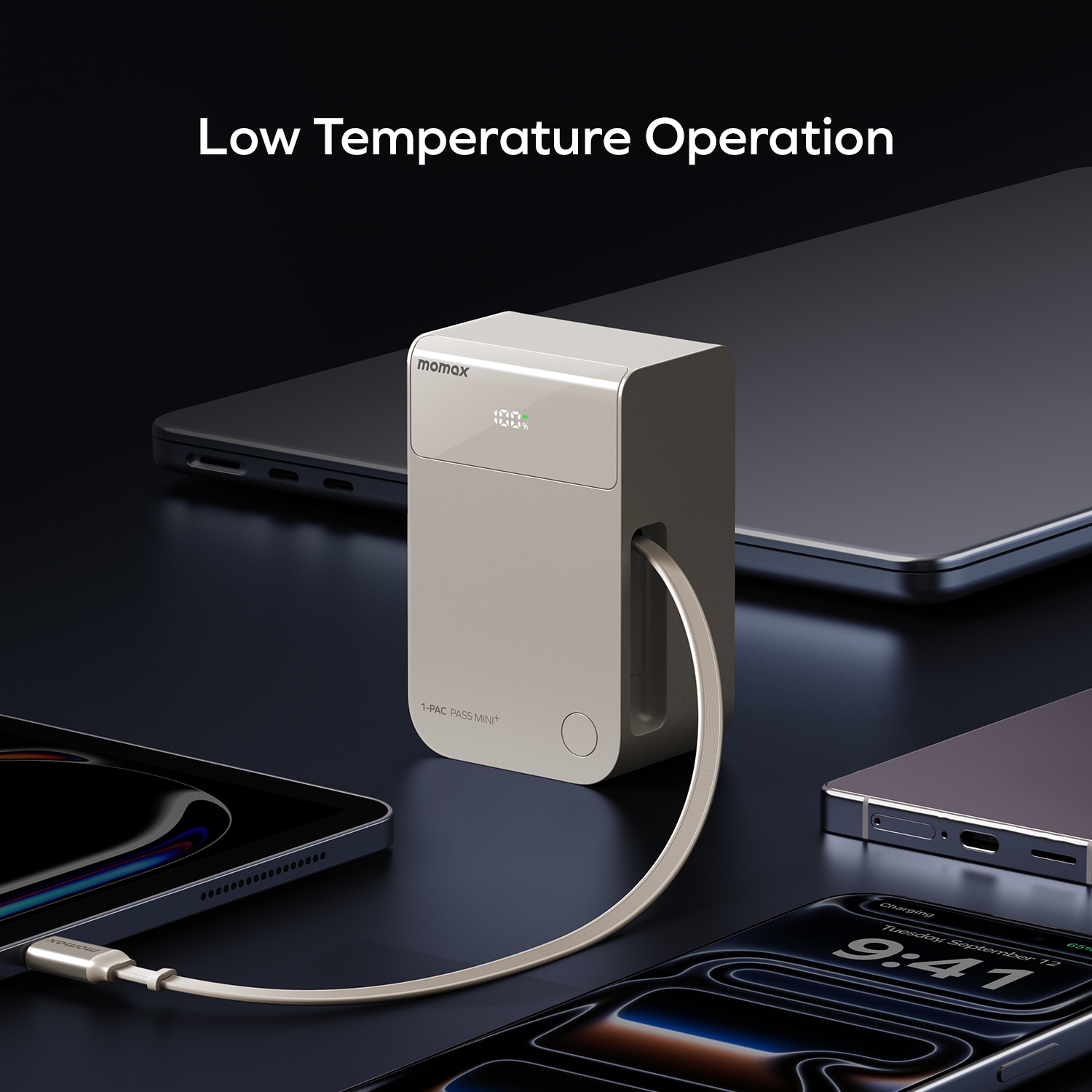 Momax IP171L 1-Pac Pass Mini⁺ 10000mAh 2合1內建伸縮充電線移動電源 移動電源