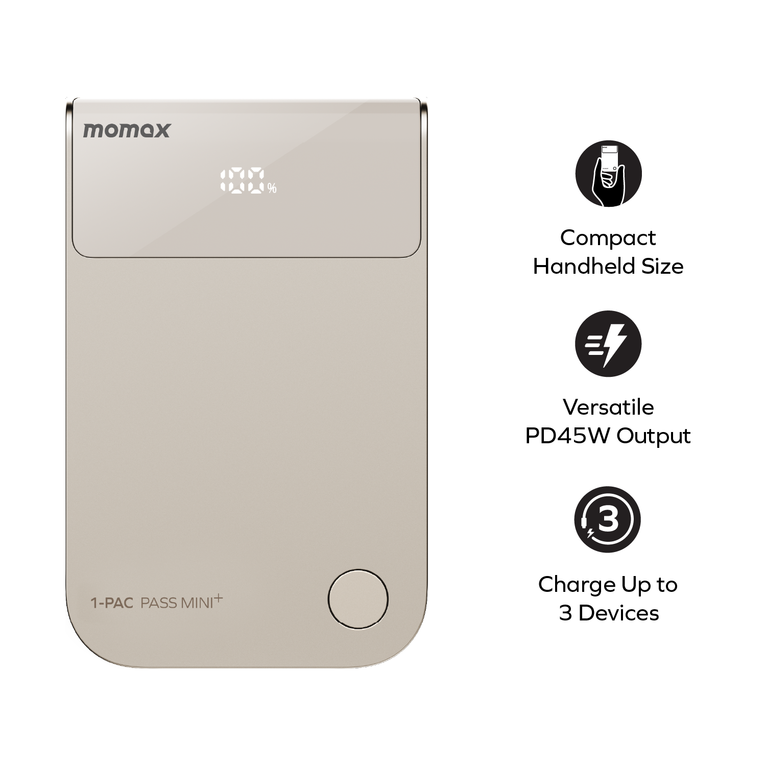 Momax IP171L 1-Pac Pass Mini⁺ 10000mAh 2合1內建伸縮充電線移動電源 移動電源