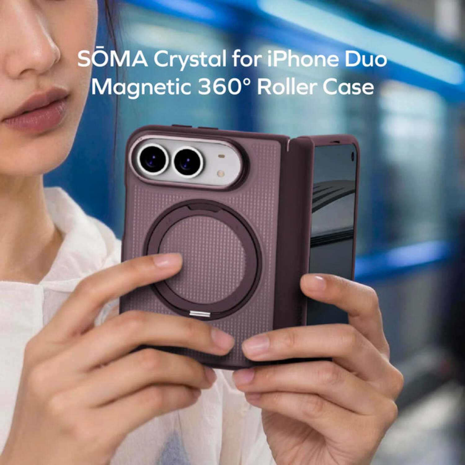 Momax SŌMA Crystal 冰立方磁吸360°旋轉支架保護殼 (適用於 iPhone Duo)