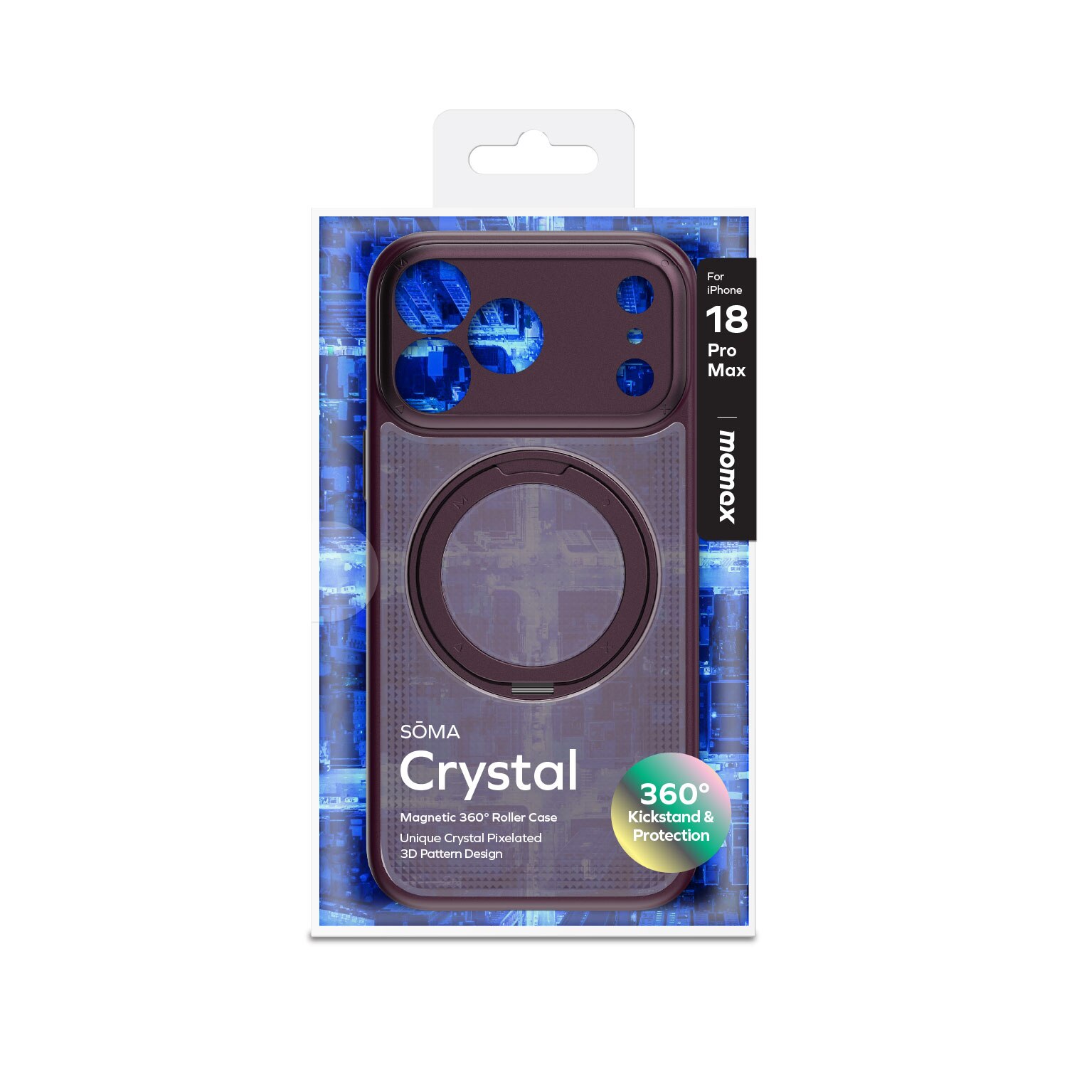 Momax SŌMA Crystal 冰立方磁吸360°旋轉支架保護殼 (適用於 iPhone 18 Pro Max)