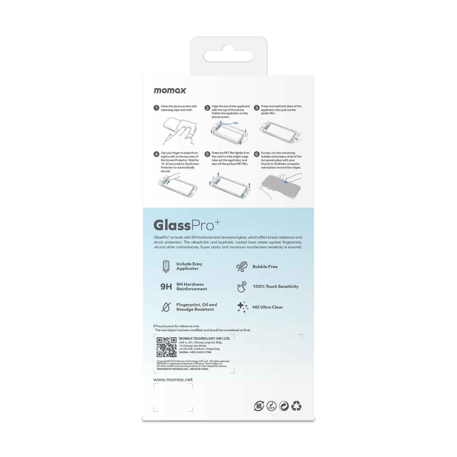 Momax GlassPro+ Ultra Clear HD Tempered Glass iPhone 16 Plus