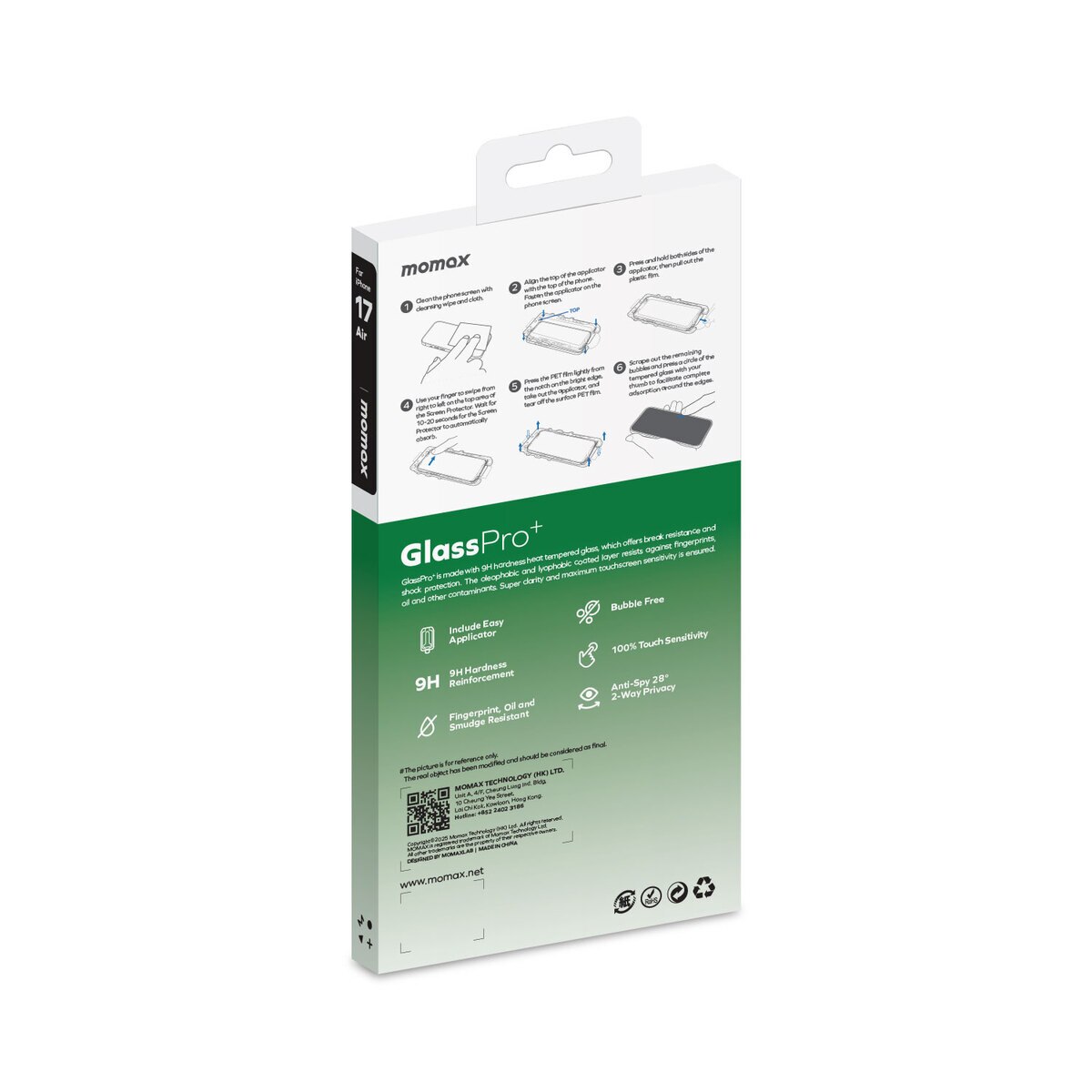 Momax GlassPro+ iPhone 17 Air PG Privacy Screen Protector