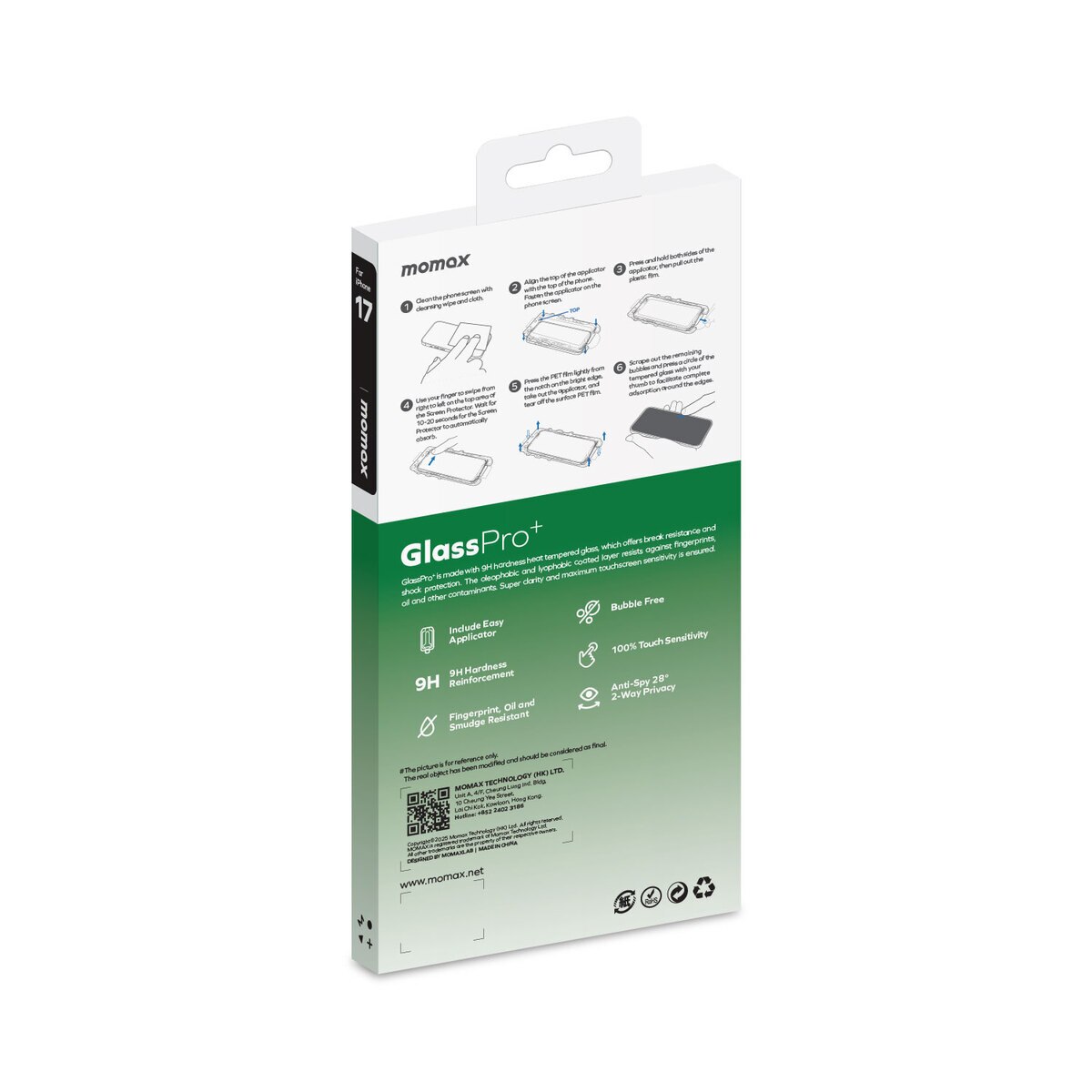 Momax GlassPro+ iPhone 17 Pro Max PG Privacy Screen Protector