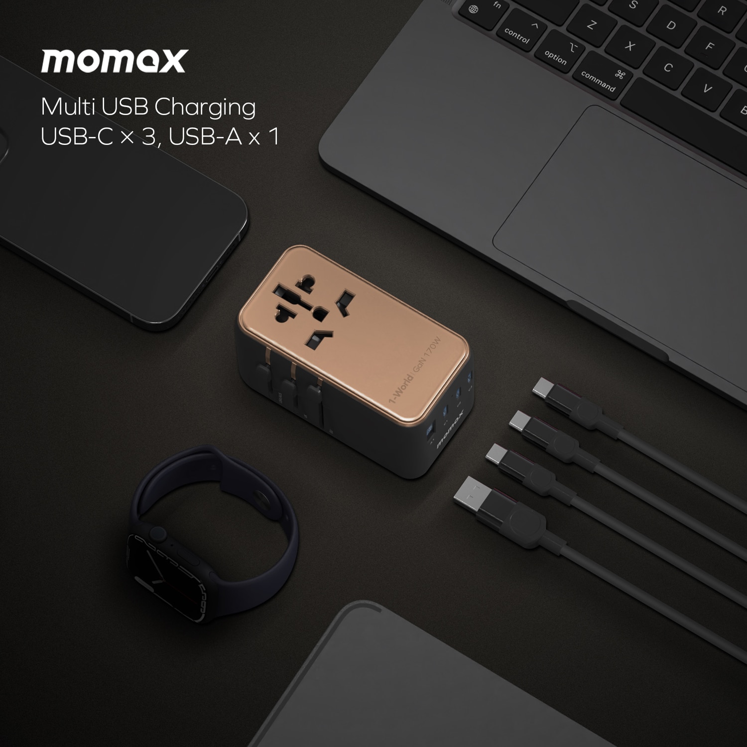 Momax 1-World 170W GaN 四接口旅行充電插座