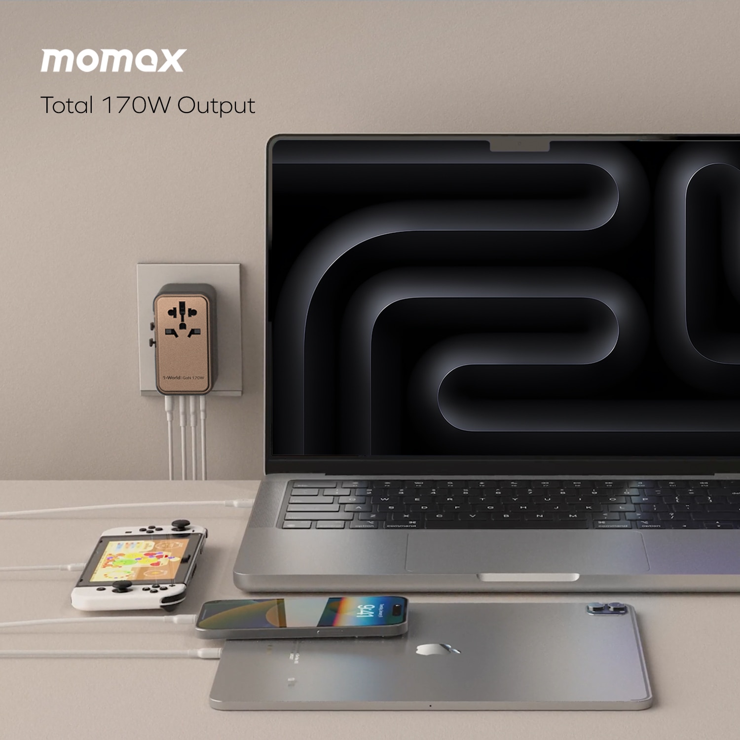 Momax 1-World 170W 4-Port Travel Adaptor