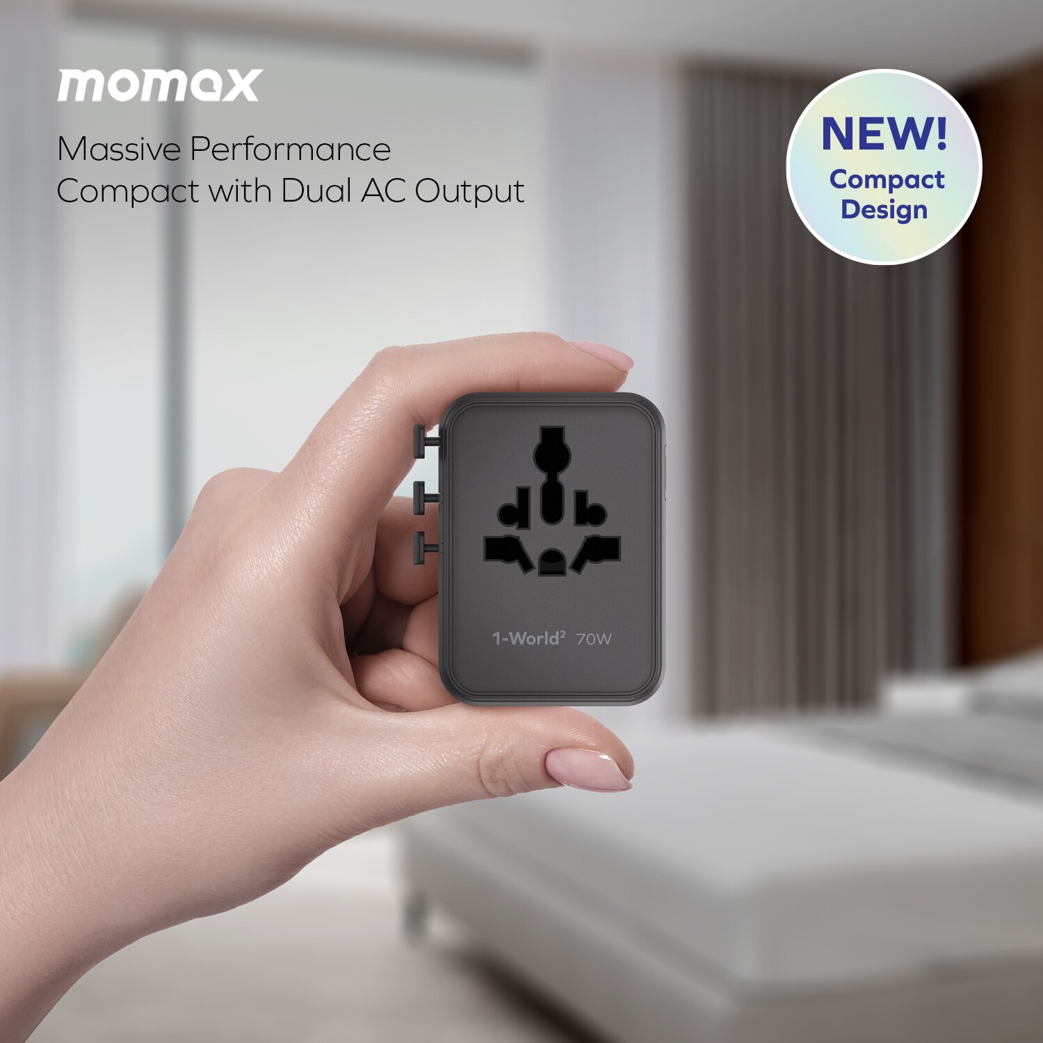 Momax 1-World2 70W 5-Port USB-C Dual AC Travel Adaptor UA22UK