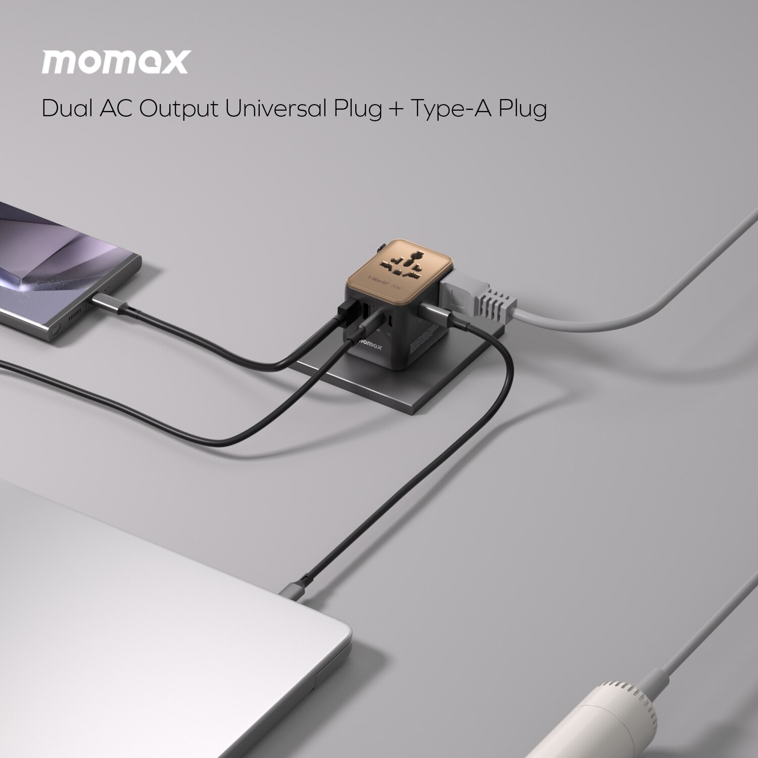 Momax 1-World2 70W 5-Port USB-C AC Travel Adaptor UA22UK
